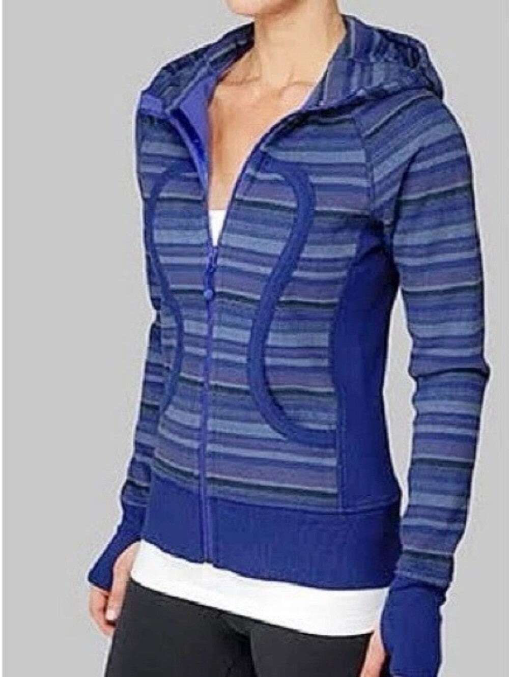 RARE Lululemon Wish Blue Poncho Stripe Scuba Hoodie Hard to Find